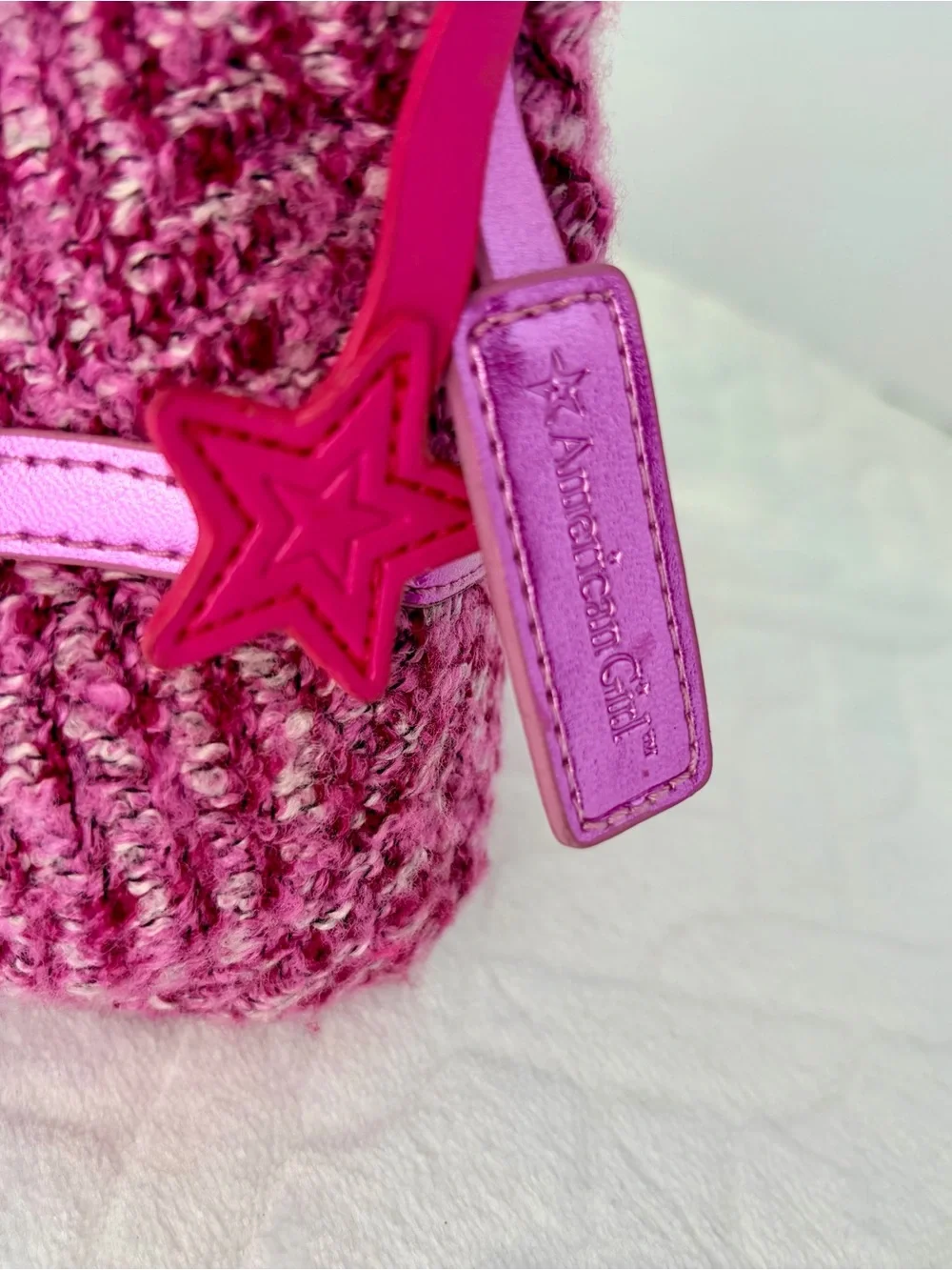 American Girl x Bath and Body Works Pink Tweed Cosmetic Bag with Metallic Trim